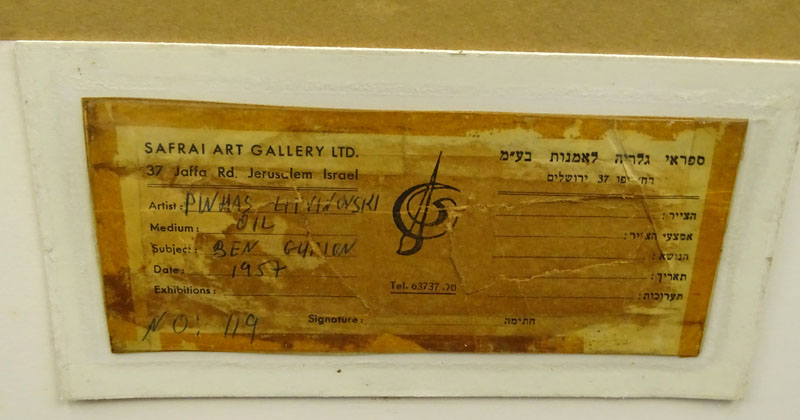 Pinchas Litvinovsky, Israeli (1894 - 1985) Oil on paper "Portrait Of Ben-Gurion". 