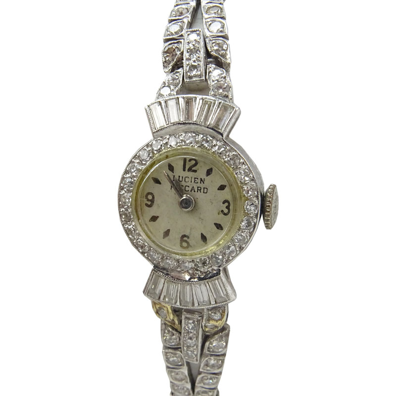 Lady's Vintage Lucien Picard Diamond and Platinum Bracelet Watch with ...