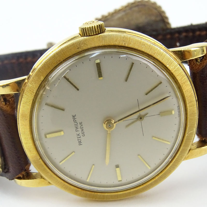 Vintage Patek Philippe 18 Karat Yellow Gold Automatic Movement Watch.