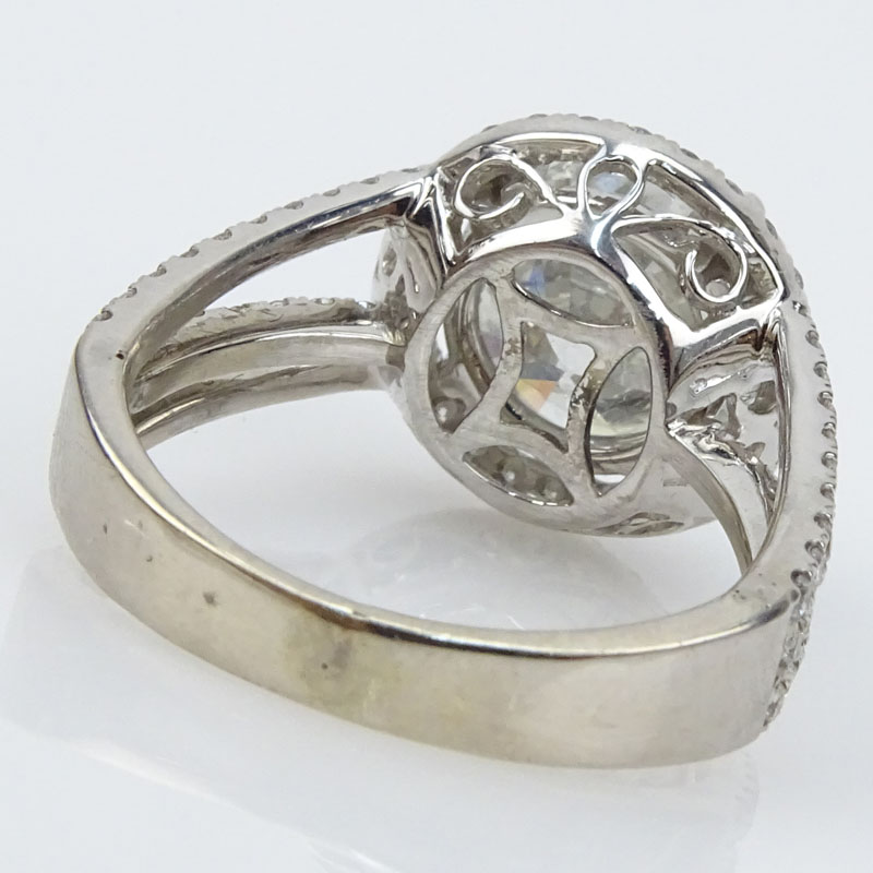 Approx.. 5.46 Carat TW Diamond and 18 Karat White Gold Engagement Ring.
