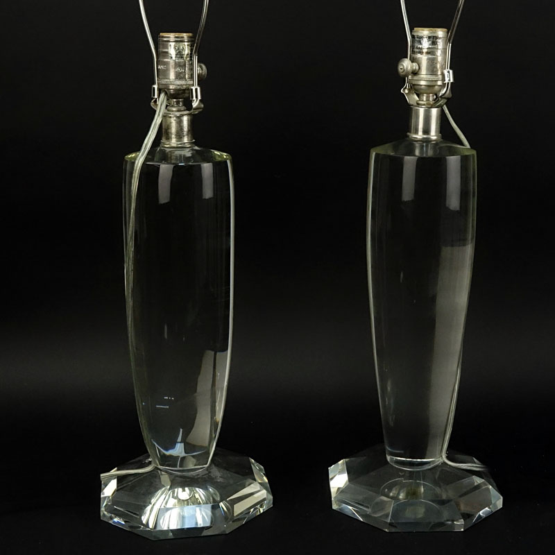 Pair of Visual Comfort & Co. Clear Crystal Lamps. Good condition.