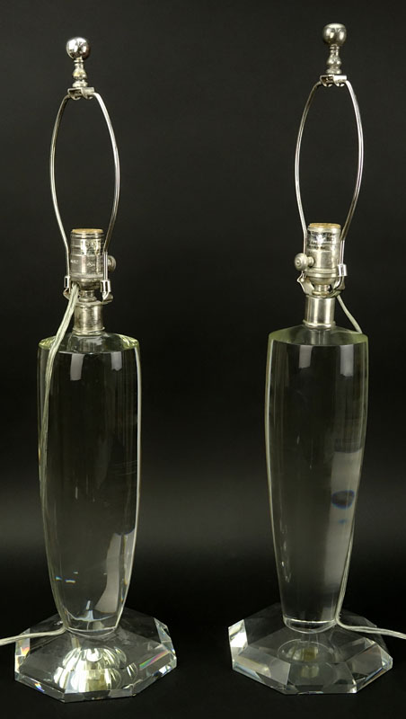 Pair of Visual Comfort & Co. Clear Crystal Lamps. Good condition.