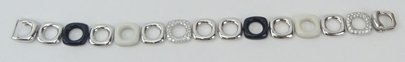 Vintage Tiffany & Co .70 Carat Pave Set Diamond, 18 Karat White Gold and Ceramic Link Bracelet. 