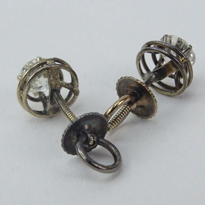 Pair of Antique Approx. 1.10 Carat TW Old European Cut Diamond Stud Earrings.