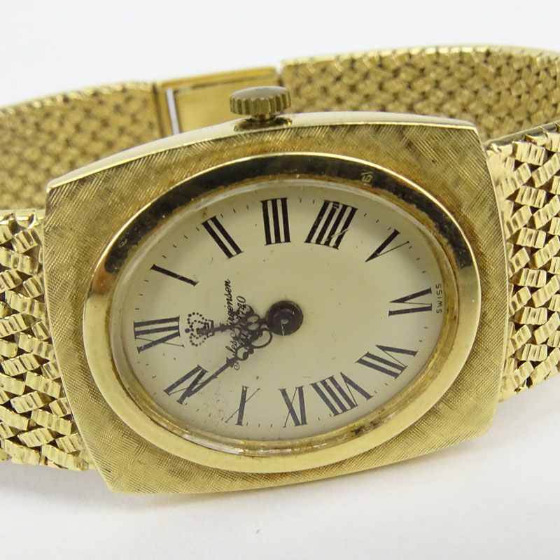 Man's Vintage Jules Jurgensen 14 Karat Yellow Gold Bracelet Watch with Manual Movement.