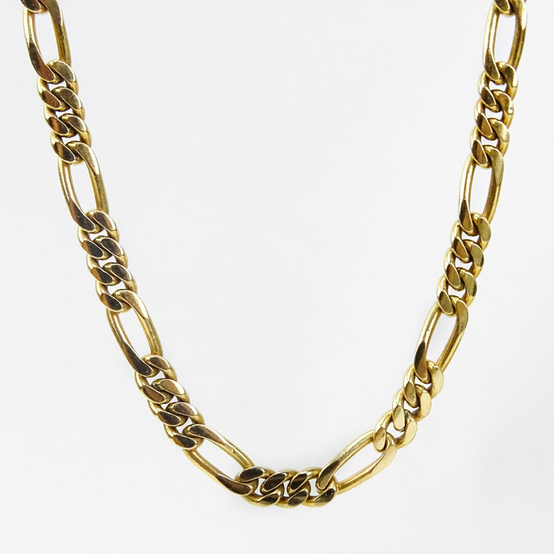 Men's Vintage 14 Karat Yellow Gold Chain. Stamped 14K. Surface wear from normal use.