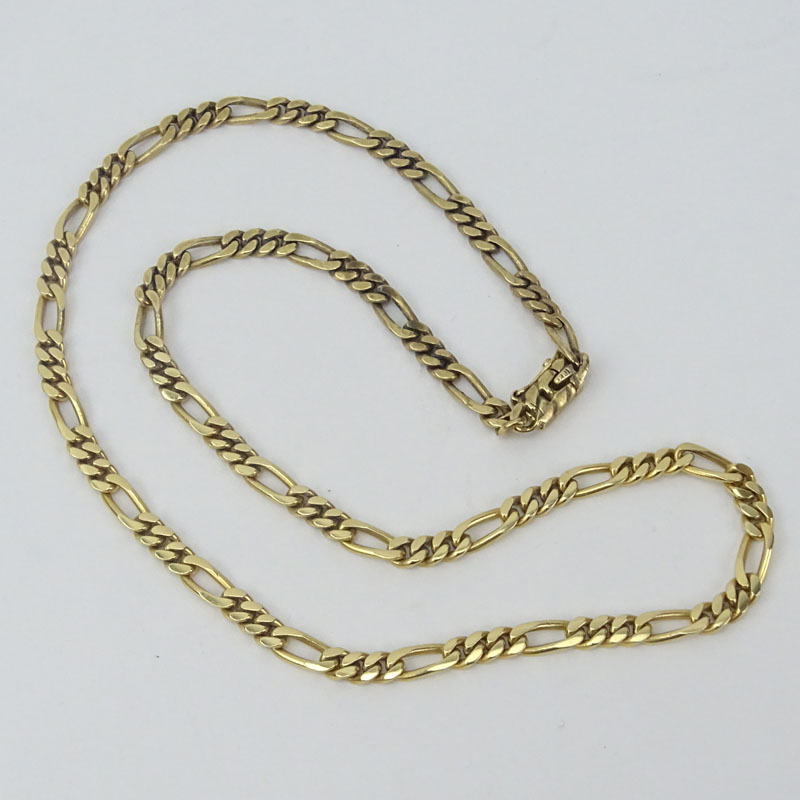 Men's Vintage 14 Karat Yellow Gold Chain. Stamped 14K. Surface wear from normal use.