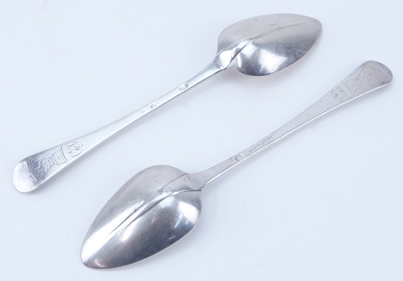 Two (2) Dorothy Langlands George III New Castle Silver Table Spoons.