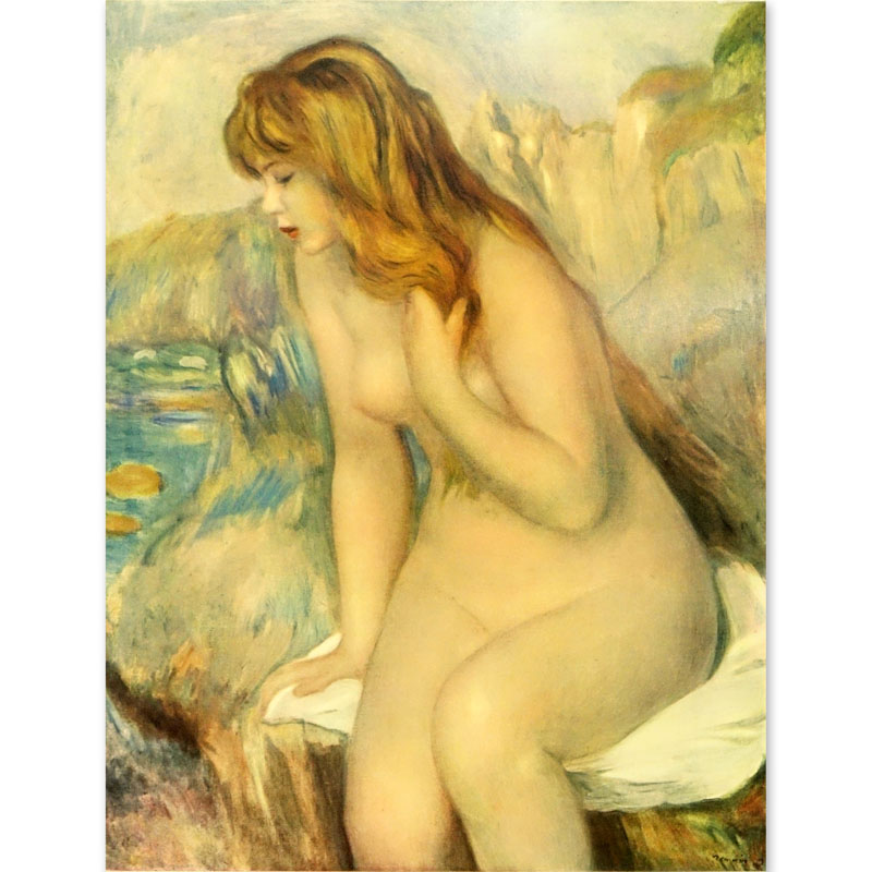 After: Pierre Renoir, French  (1841-1919) "Bather Sitting on a Rock".