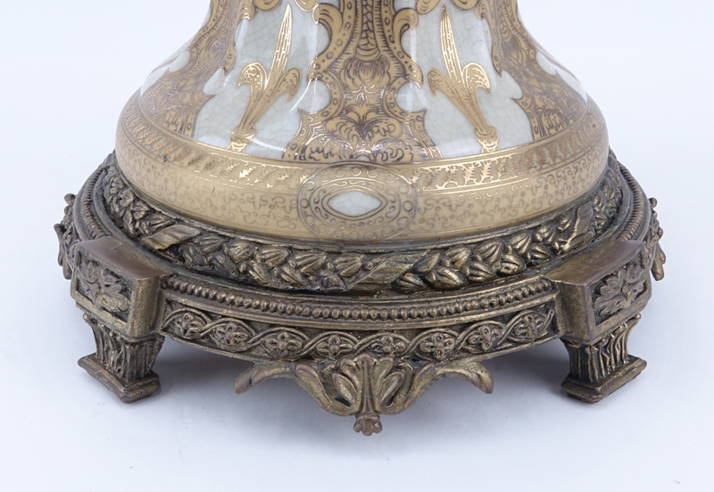 Large Antique Style Porcelain Vase With Bronze Mountings.