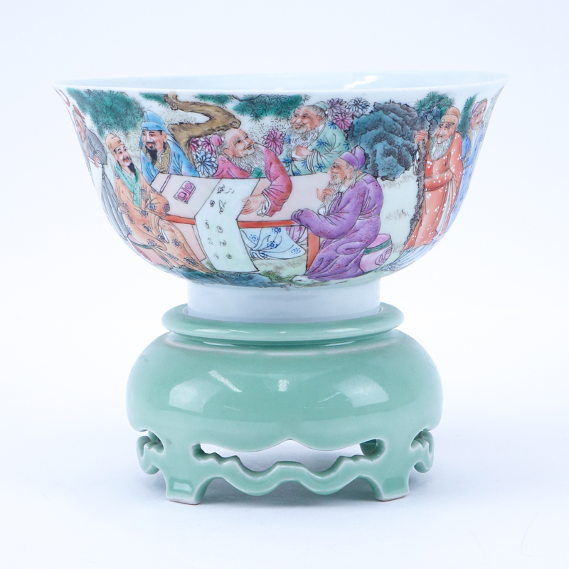 Republic Period Chinese Porcelain Bowl On Stand.