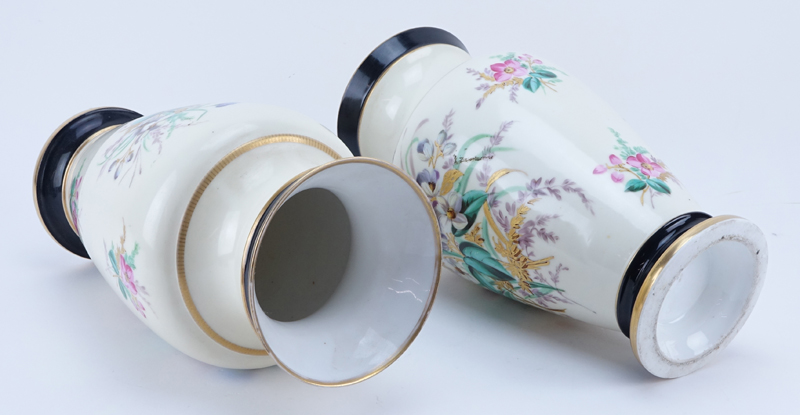 Pair of Vintage Old Paris Handpainted Porcelain Vases.