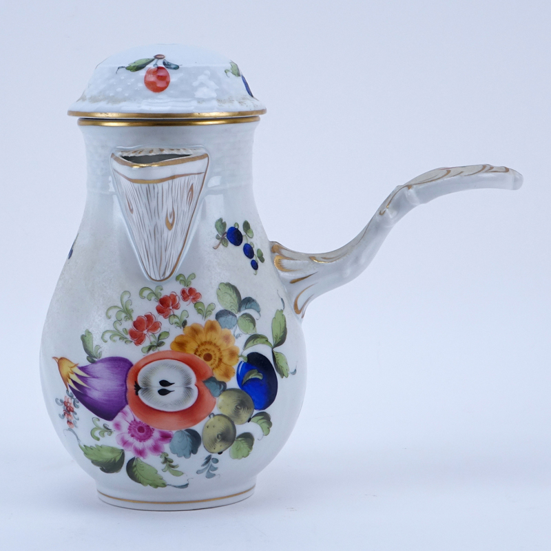 Herend Porcelain Fruits and Flowers Chocolate Pot.