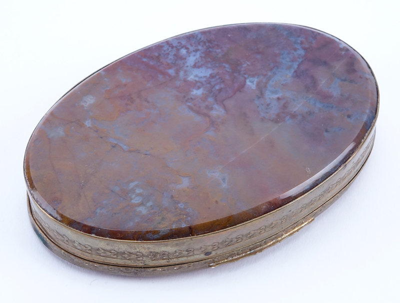 Vintage Agate Box. Brass mountings.