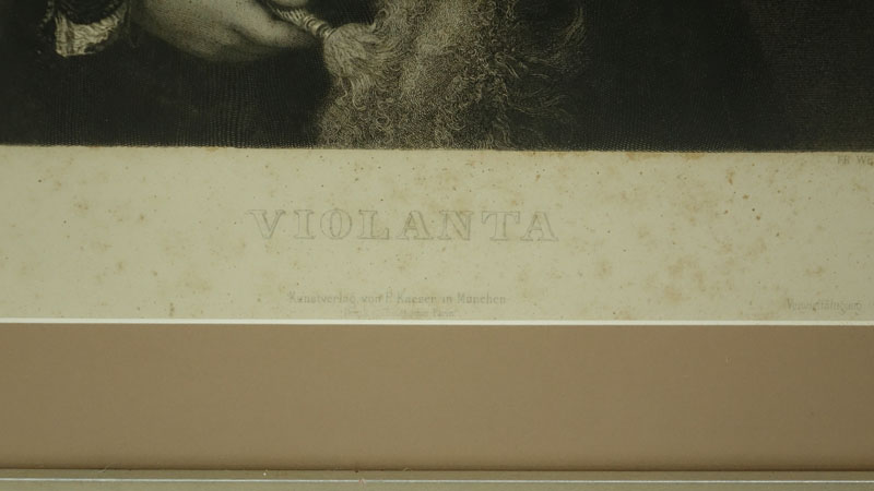 Pair of Antique Engravings "La Bella Di Tiziano" and "Violanta". 