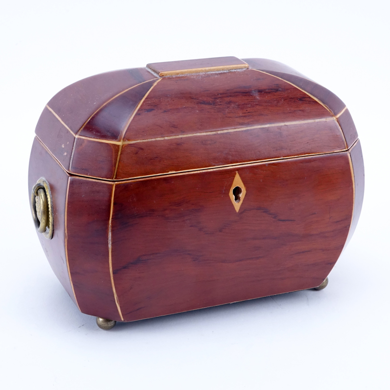 Modern Wooden Jewelry Box with Brass Handles and Ball Feet.