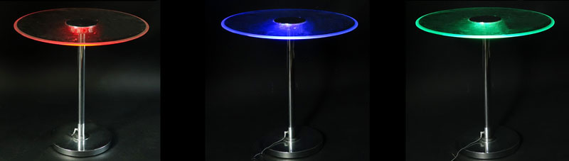 Modern Chrome and Glass Electrified Pedestal Table.