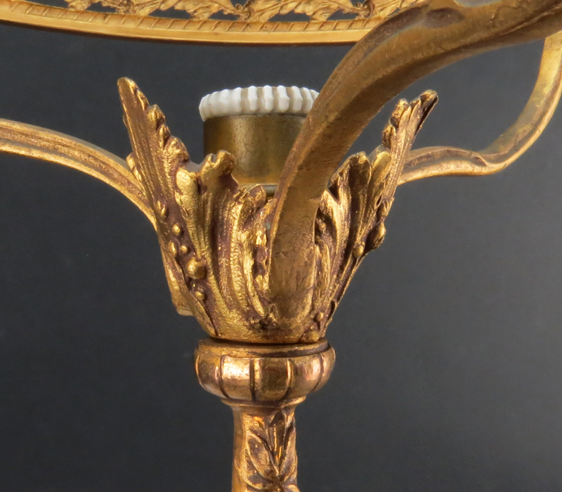 Mednat, French (20th century) Art Nouveau Gilt Bronze and Bisque Figural Lamp on Marble Base. 