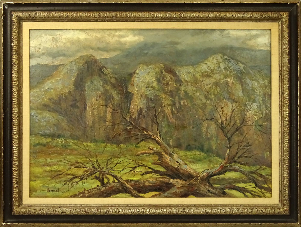 Luis Amendolla, American/Mexican  (1939-2000) Oil on canvas "Mountain Landscape" 