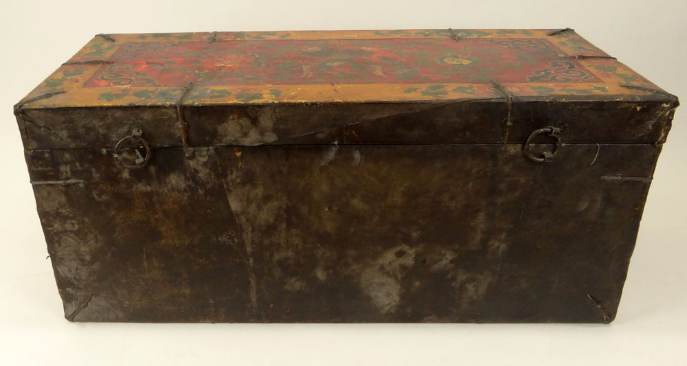Antique Tibetan Trunk. Very Colorful.