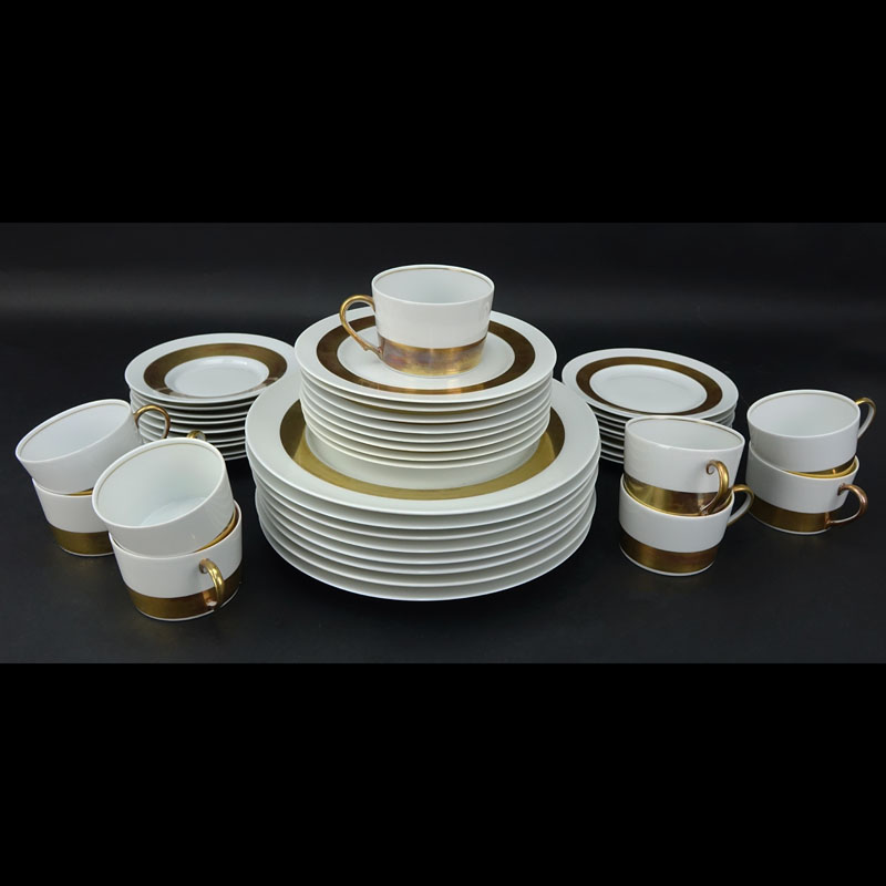 Forty Two (42) Piece Limoges Ceralene Anneau D'Or Partial Dinnerware Set