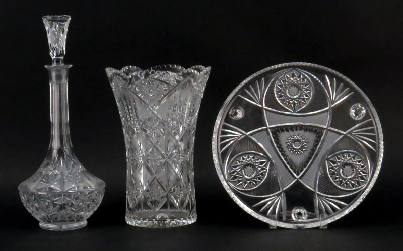 A Collection of Six (6) Pieces Vintage Cut Glass.