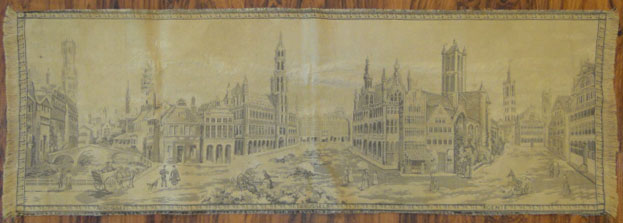 Early 20th Century Continental Woven Tapestry Panel/Wall Hanging with Scene of Brussels. Signed Gent, Bruge and Brussels.