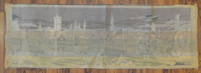 Early 20th Century Continental Woven Tapestry Panel/Wall Hanging with Scene of Brussels. Signed Gent, Bruge and Brussels.