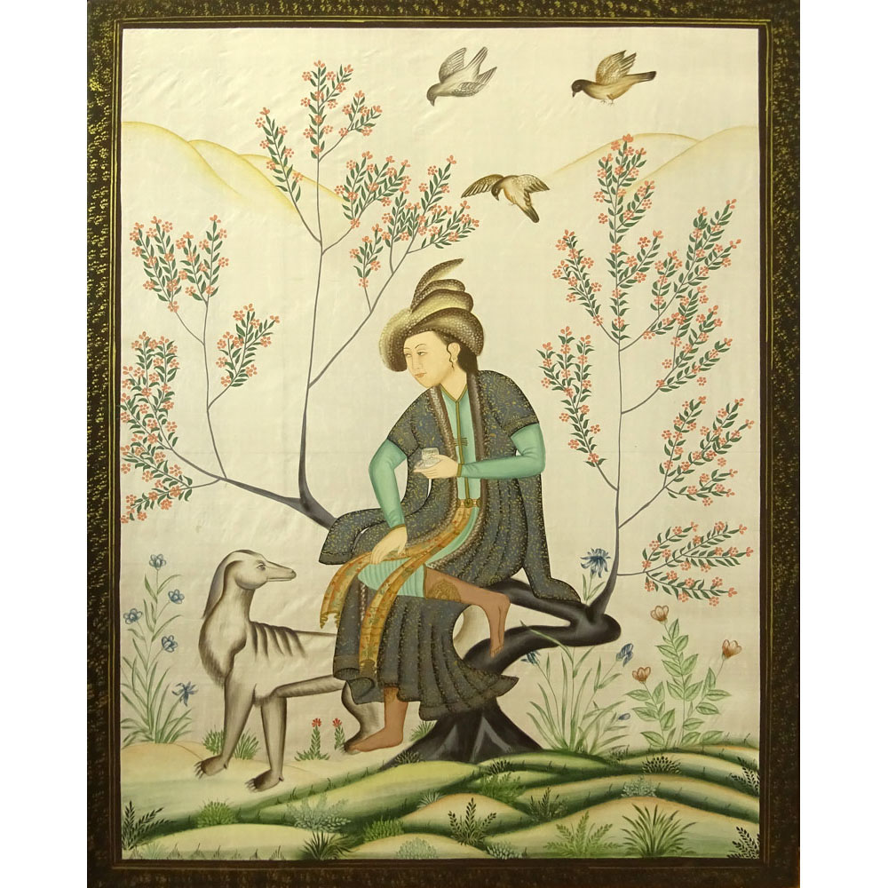 Mid 20th Century Indian Painting On Silk.