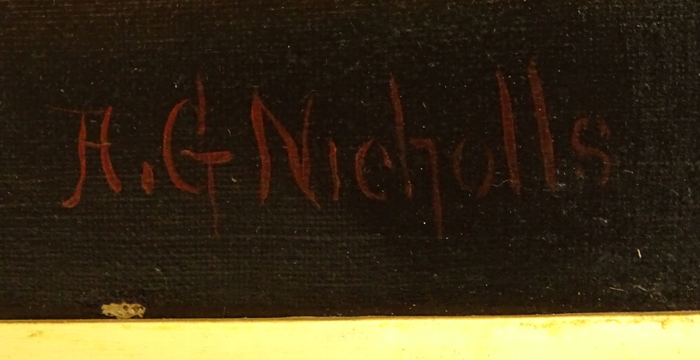 H.G. Nicholls, British (19/20th C) Oil on canvas "Still Life With Fruit" Signed lower right HG Nicholls. 