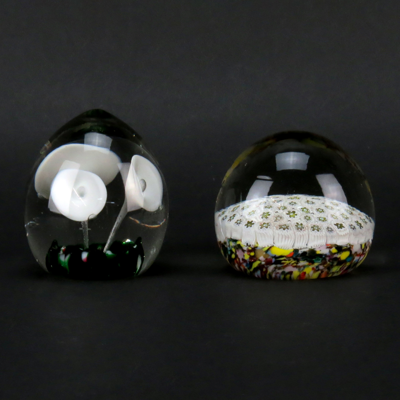 Grouping of Two (2) Mid Century Art Glass Paperweights.