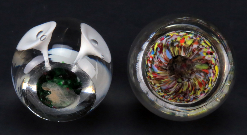 Grouping of Two (2) Mid Century Art Glass Paperweights.