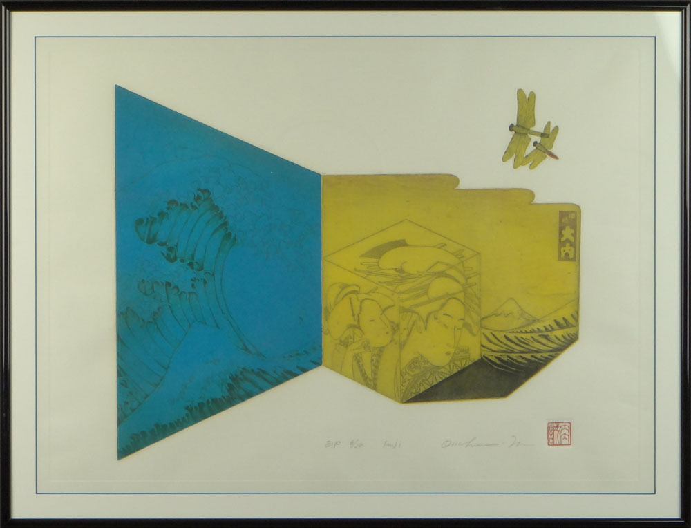 Modern Japanese Color Etching. Signed (illegible) Lower Right, Numbered EP 6/25.