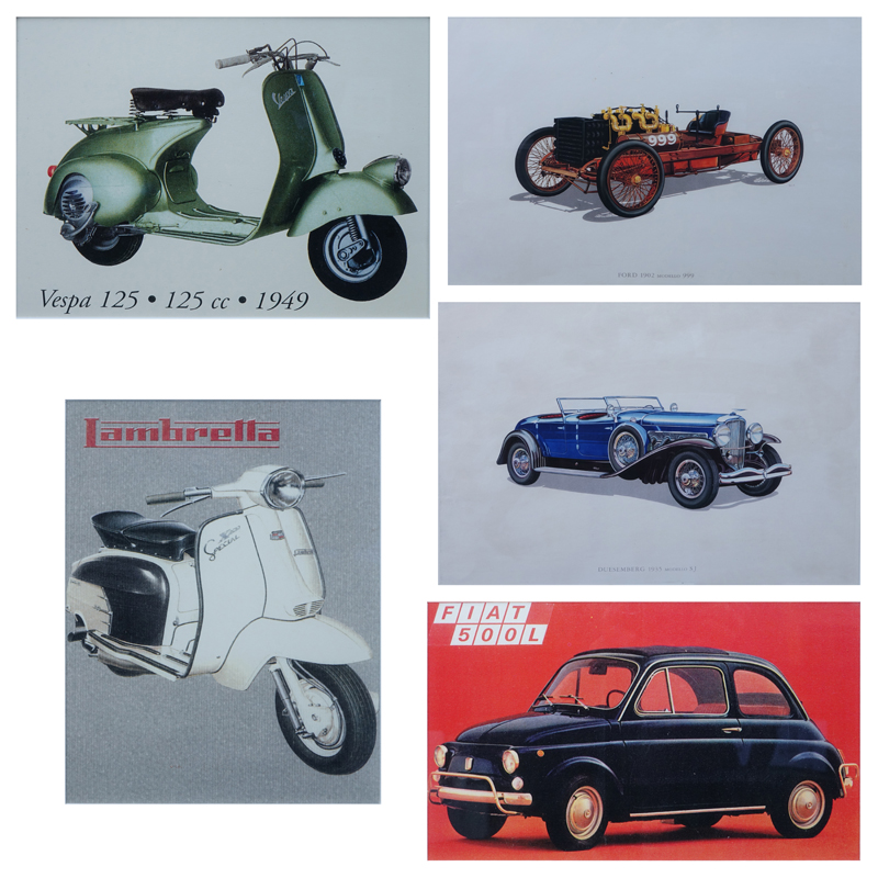 Five (5) Vintage Auto Prints.