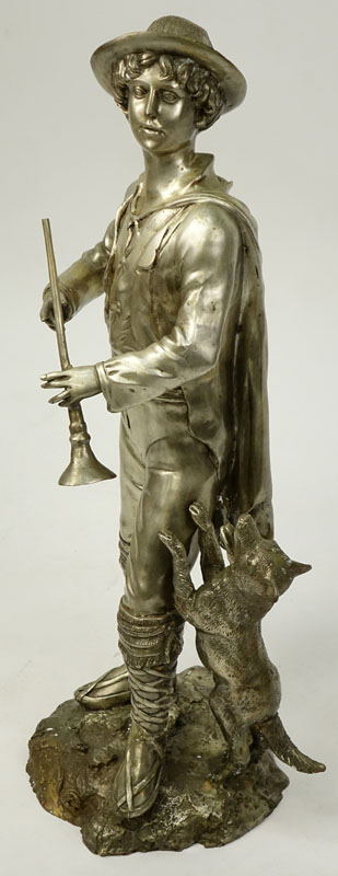 Modern European Style Silver Color Bronze Sculpture.