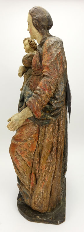 Large Wurttemberg region polychrome carved wood group "Virgin and Child". 