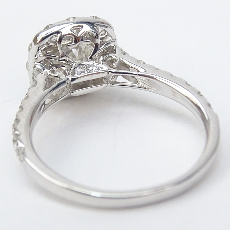 Approx. 2.06 Carat TW Round Brilliant Cut Diamond and 18 Karat White Gold Engagement Ring.