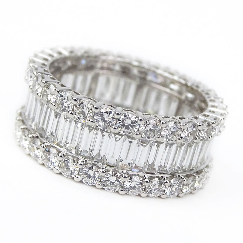 Approx. 6.15 Carat TW Baguette and Round Brilliant Cut Diamond Eternity Band.