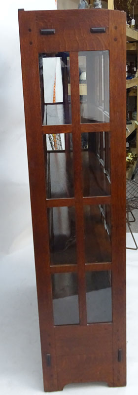 Early to Mid 20th Century L & J.G. Stickley Style Quarter Sawn Oak China Cabinet.