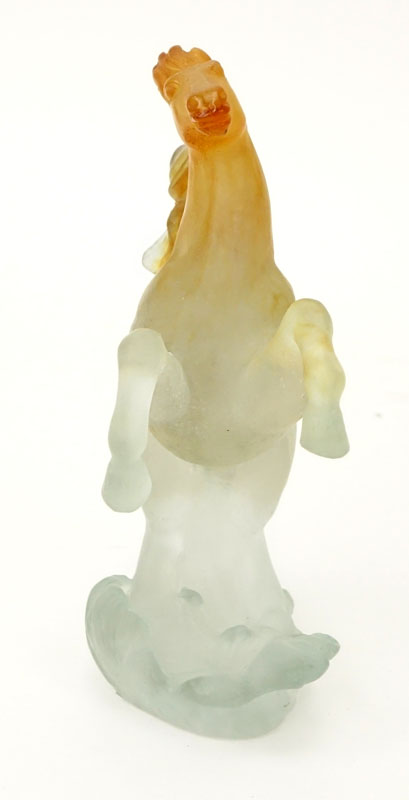 Daum, France Pate de Verre Art Glass Rearing Horse Figure. 