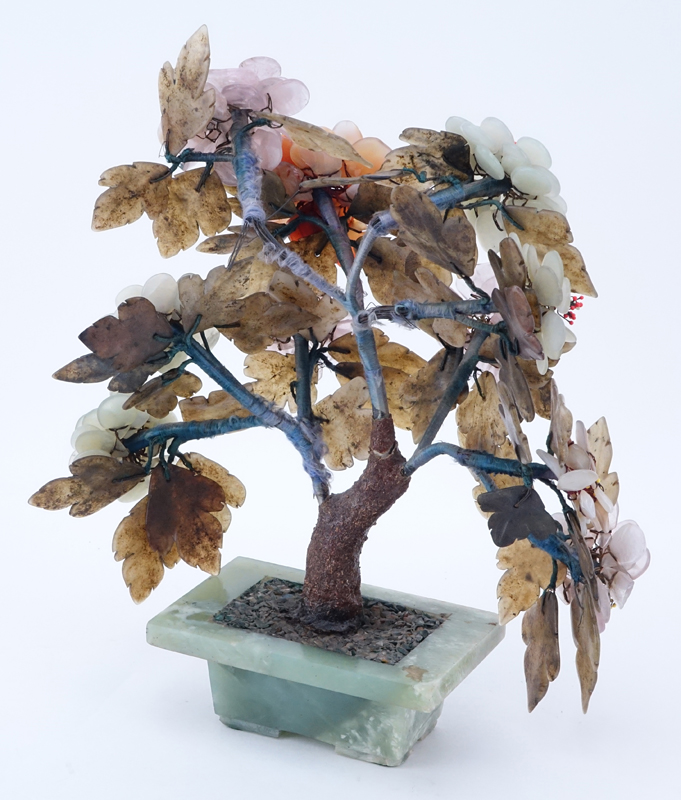 Vintage Chinese Ming Tree With Semi-Precious Stones.