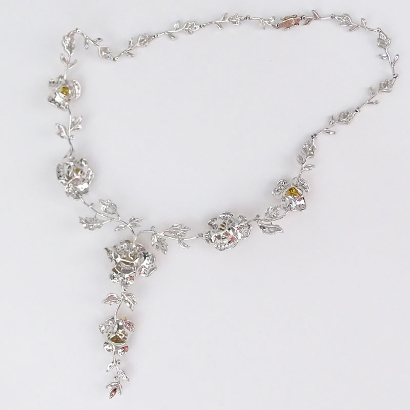 Vintage 5.78 Carat Round Brilliant Cut Diamond and 18 Karat White and Yellow Gold Pendant Necklace.