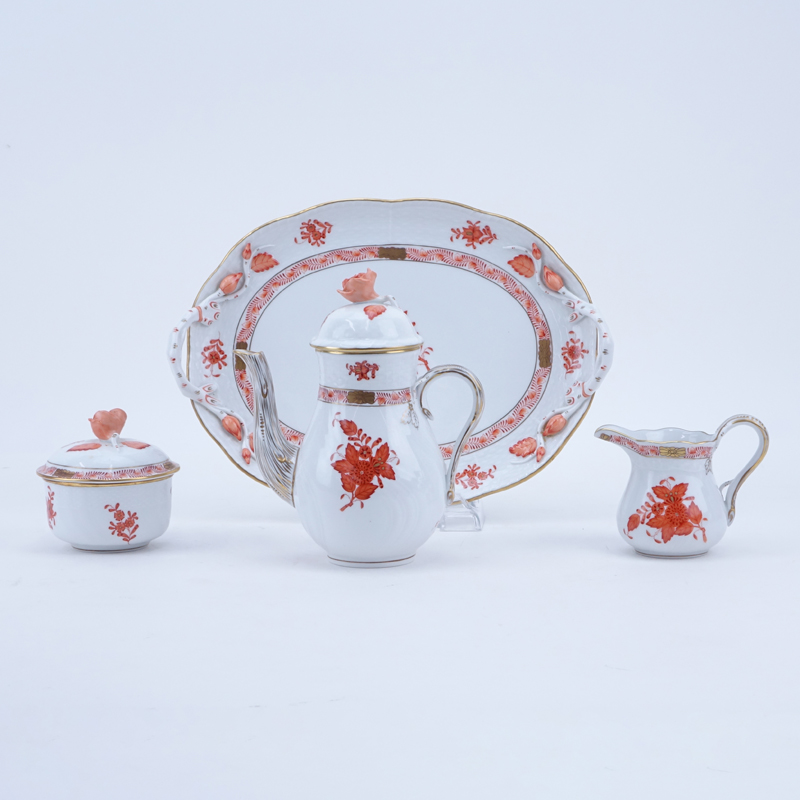 Four (4) Pc Herend Porcelain "Chinese Bouquet" Coffee Set.