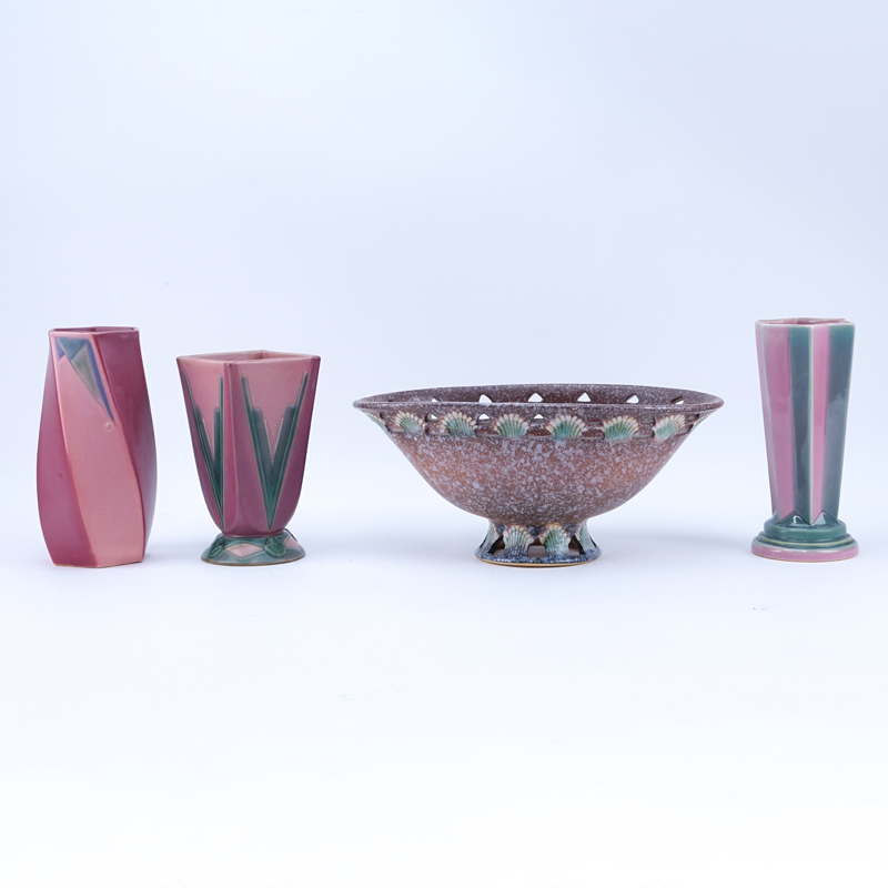 Four Pieces Roseville Futura Pottery.