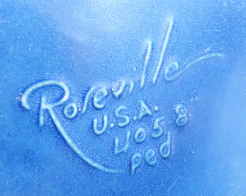 Roseville Blue Pine Cone Pottery Pedestal.