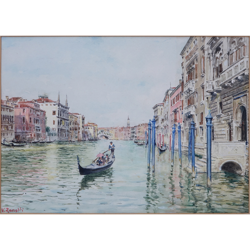 Vettore Zanetti Zilla, Italian (1864 - 1946) Watercolor on paper "Venice".