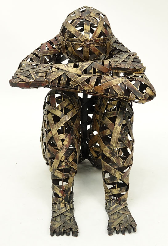 Mid-Century Metal Sculpture "Sitting Figure".