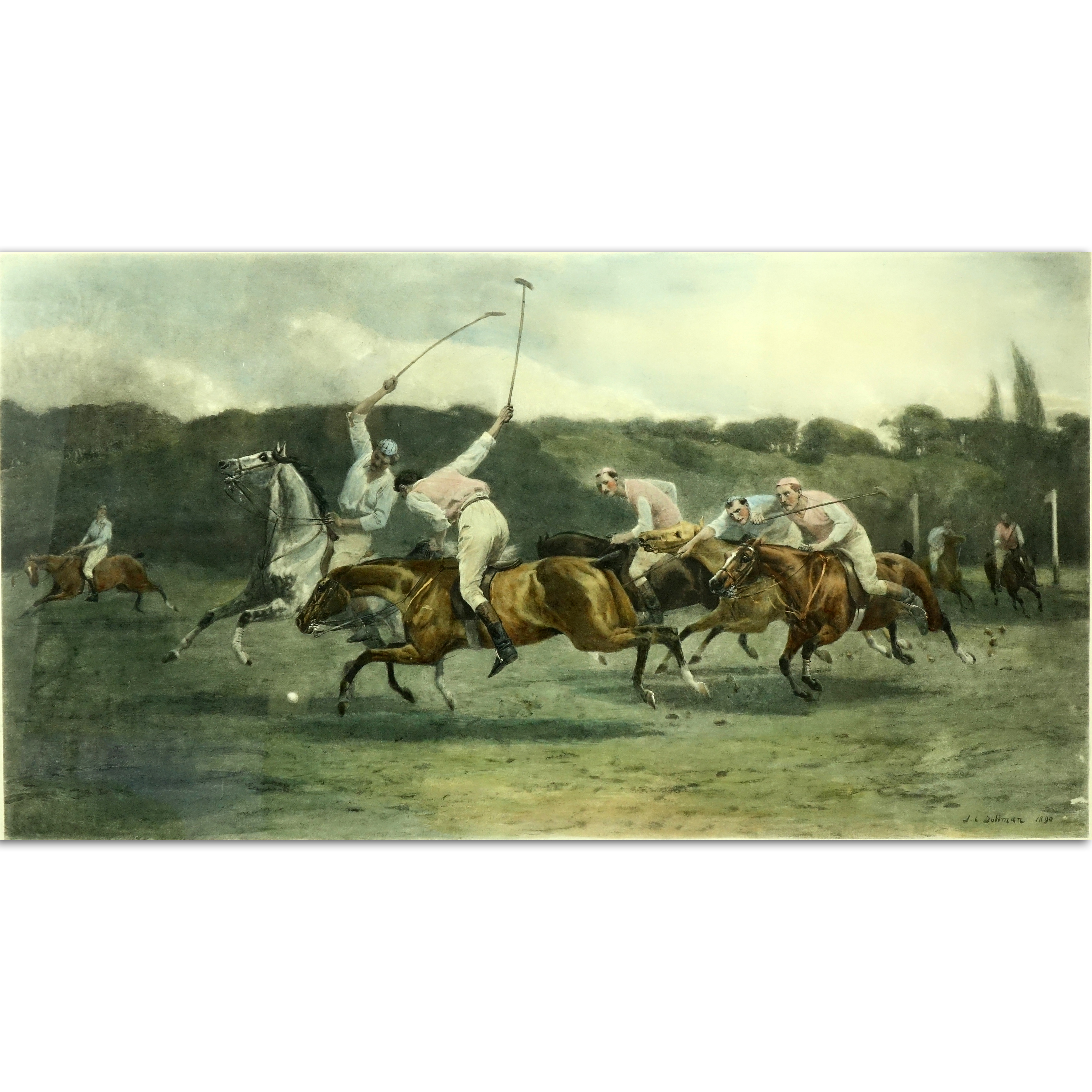 J.C. Dollman, British (1851-1934) "Polo" Color Engraving on Paper.