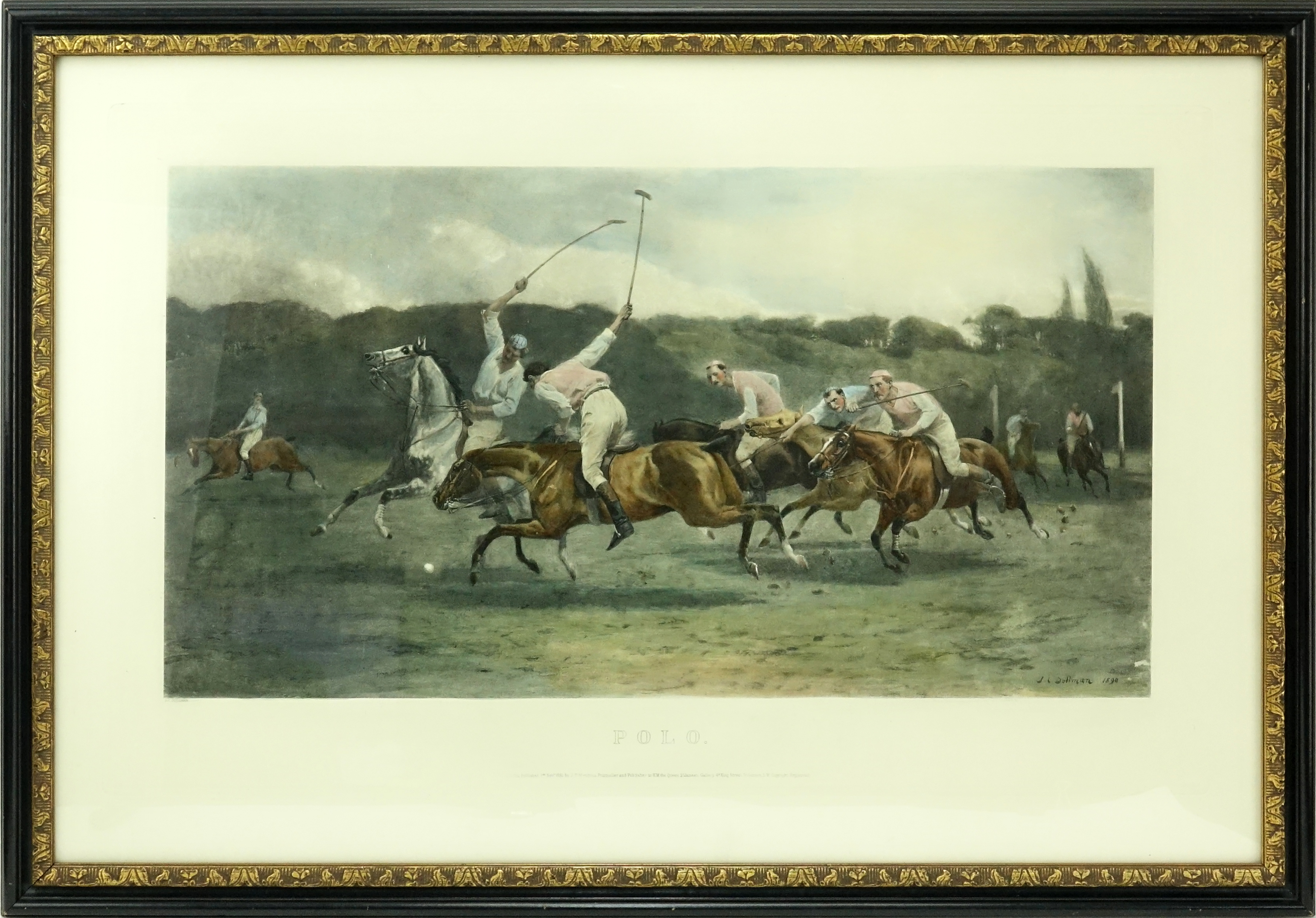 J.C. Dollman, British (1851-1934) "Polo" Color Engraving on Paper.