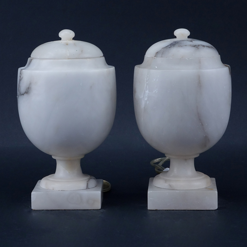 Pair of Alabaster Covered Lamps.